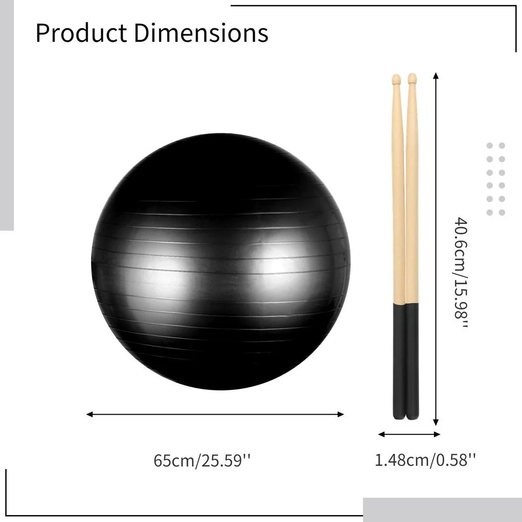 Cardio Drumming Equipment Set, Fitness Balance Ball with Pump & 3.2Oz Sticks, Aerobic Exercise Ball for Workouts, Stability, Pilates, Yoga, Pregnancy Gymnastics