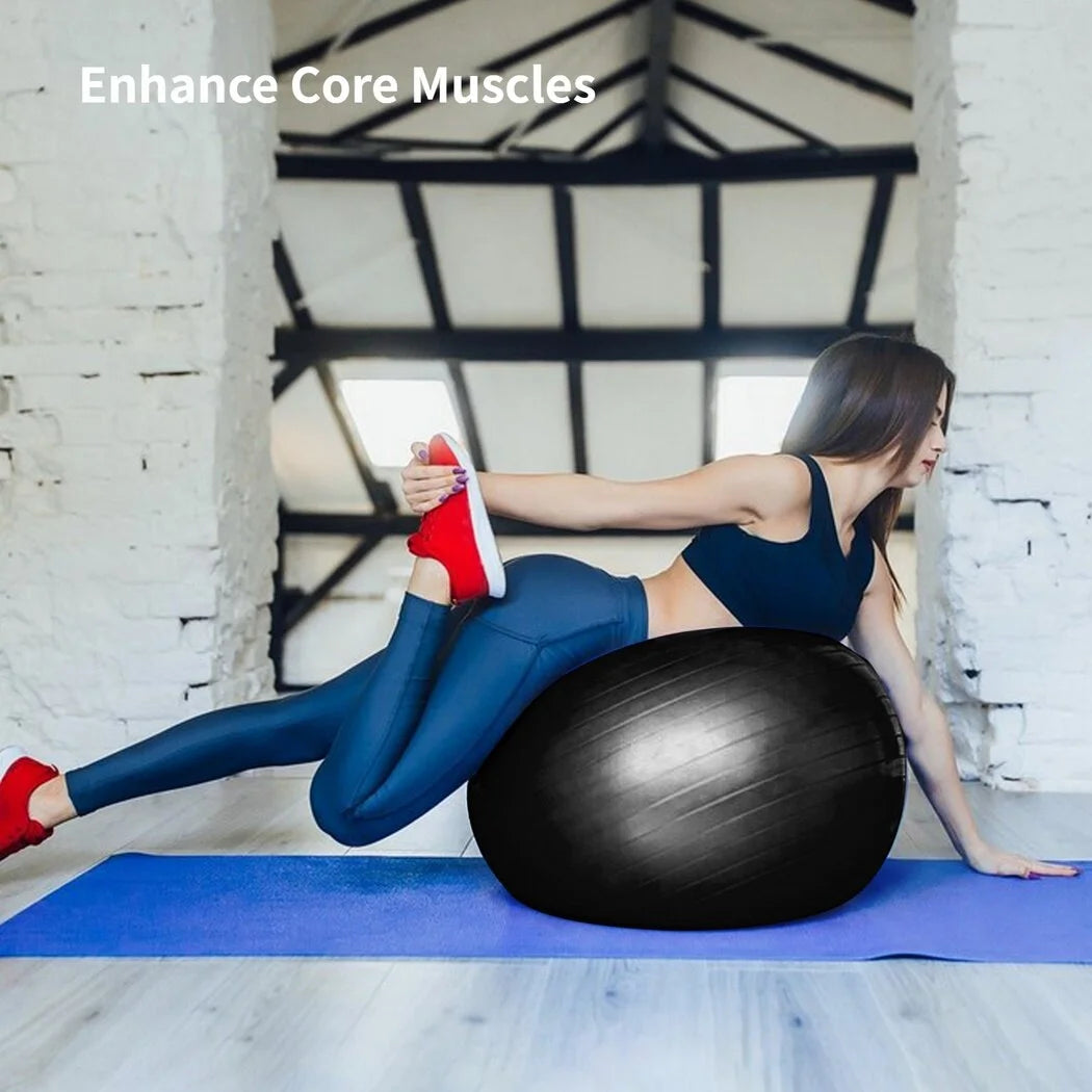 Cardio Drumming Equipment Set, Fitness Balance Ball with Pump & 3.2Oz Sticks, Aerobic Exercise Ball for Workouts, Stability, Pilates, Yoga, Pregnancy Gymnastics