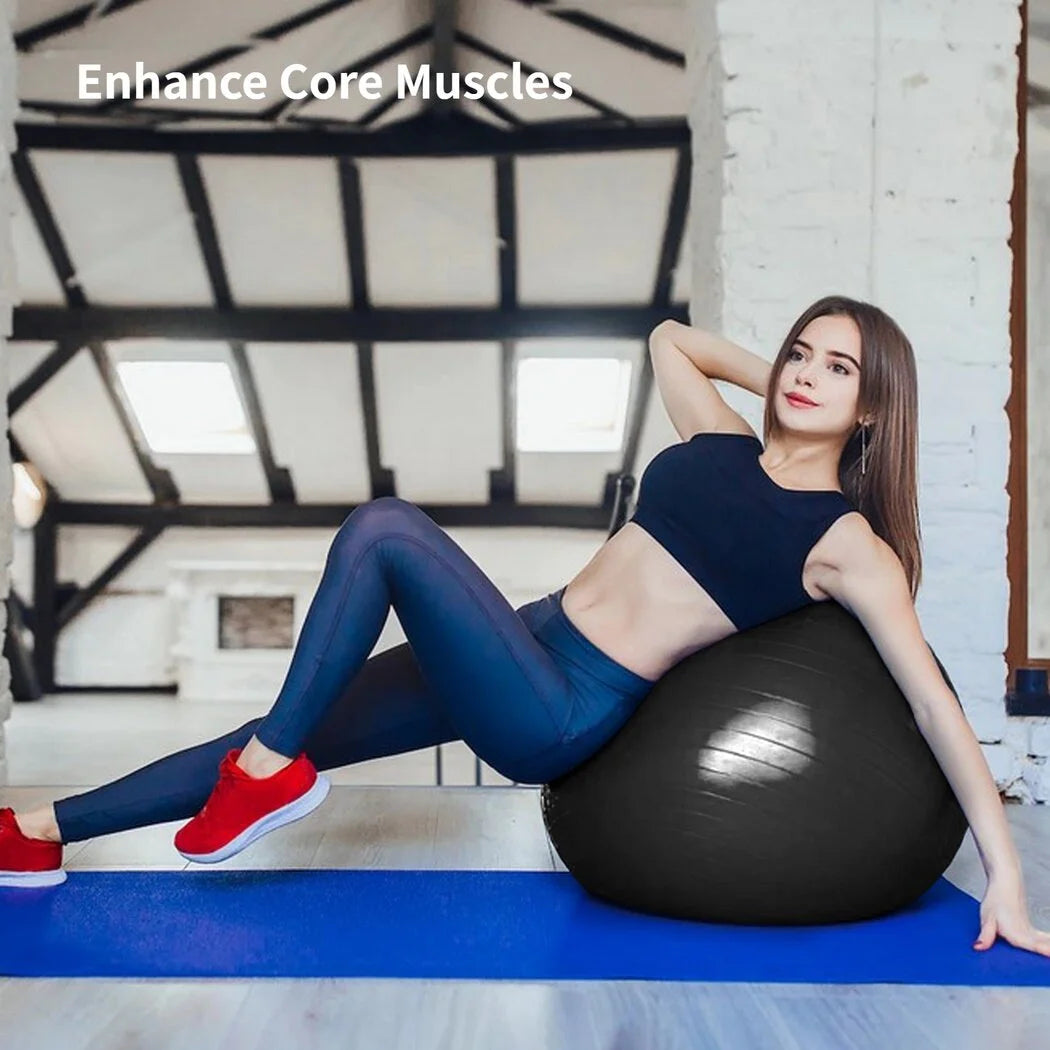 Cardio Drumming Equipment Set, Fitness Balance Ball with Pump & 3.2Oz Sticks, Aerobic Exercise Ball for Workouts, Stability, Pilates, Yoga, Pregnancy Gymnastics